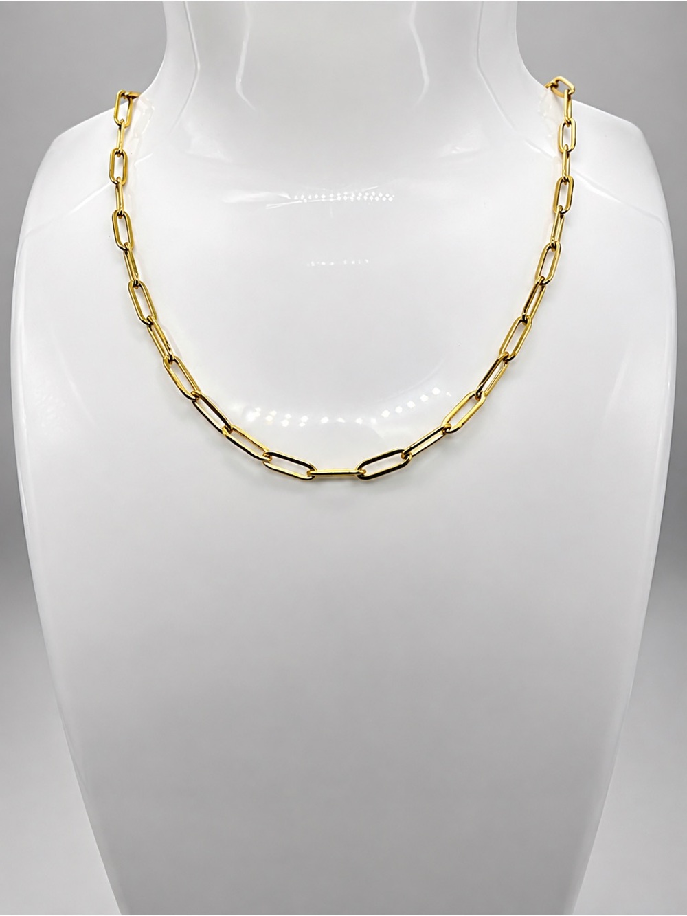 Women’s 18k Gold Plated Stainless Steel Paper Clip Flat Cross Link Necklace